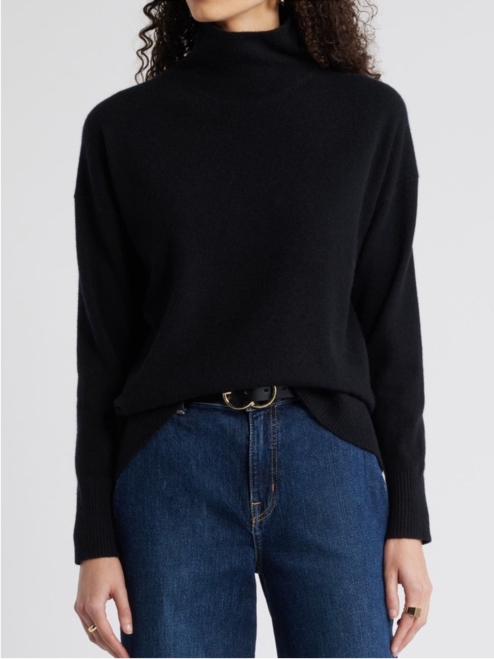 Nordstrom 100% Cashmere Turtleneck Sweater Size S Navy Oversized - Picture 2 of 6